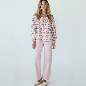 J. CREW Floral Ruffle Neck Tie Back Top